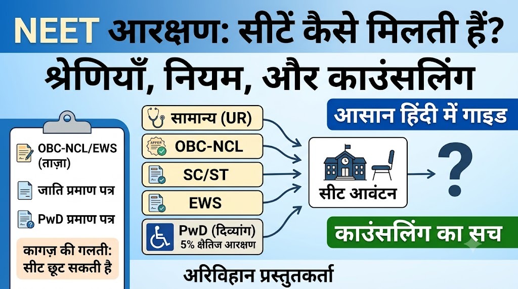 NEET में आरक्षण की श्रेणियाँ और सीट कैसे मिलती है, एक आसान गाइड