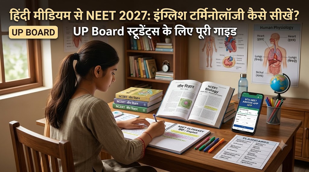 हिंदी मीडियम से NEET 2027 की तैयारी, इंग्लिश टर्मिनोलॉजी पर कमांड कैसे बनाएँ, UP Board के स्टूडेंट्स के लिए