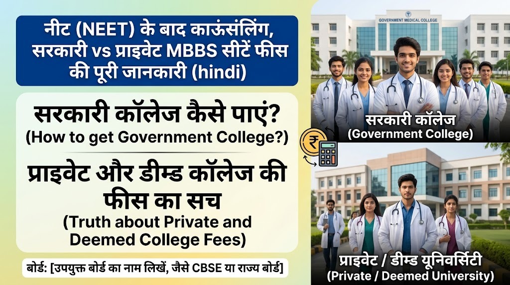 NEET के बाद काउंसलिंग, सरकारी और प्राइवेट MBBS सीट, फीस और असली तस्वीर