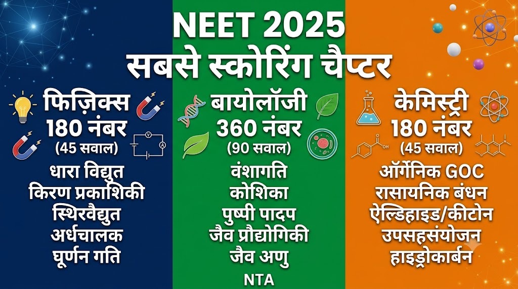 NEET के 30 सबसे स्कोरिंग चैप्टर और हर एक से कितने सवाल आते हैं
