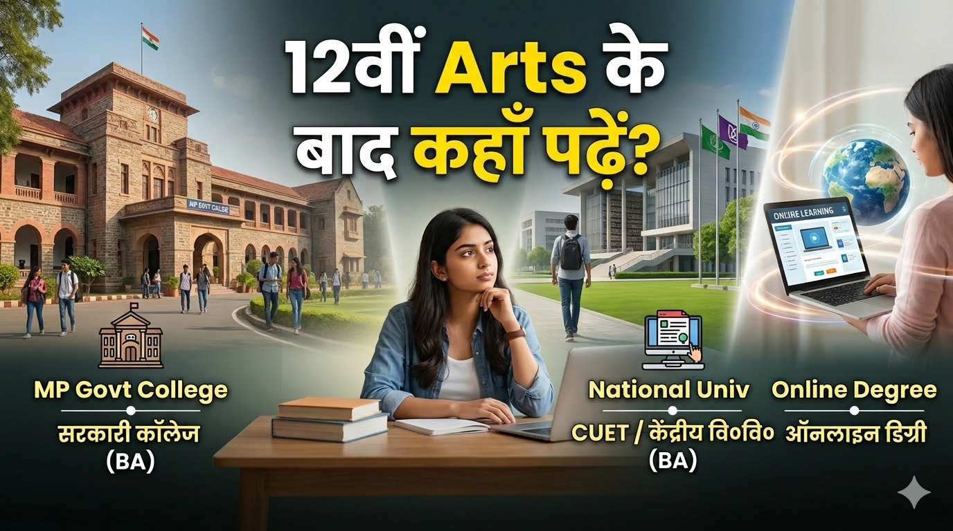 12वीं आर्ट्स के बाद कहाँ पढ़ें? MP के सरकारी कॉलेज से लेकर ऑनलाइन डिग्री तक पूरी जानकारी एक जगह पाये