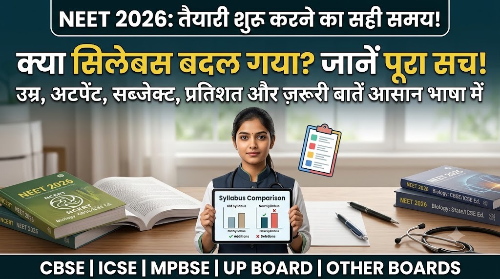 NEET एलिजिबिलिटी पूरी जानकारी, उम्र, अटेम्प्ट, सब्जेक्ट और प्रतिशत