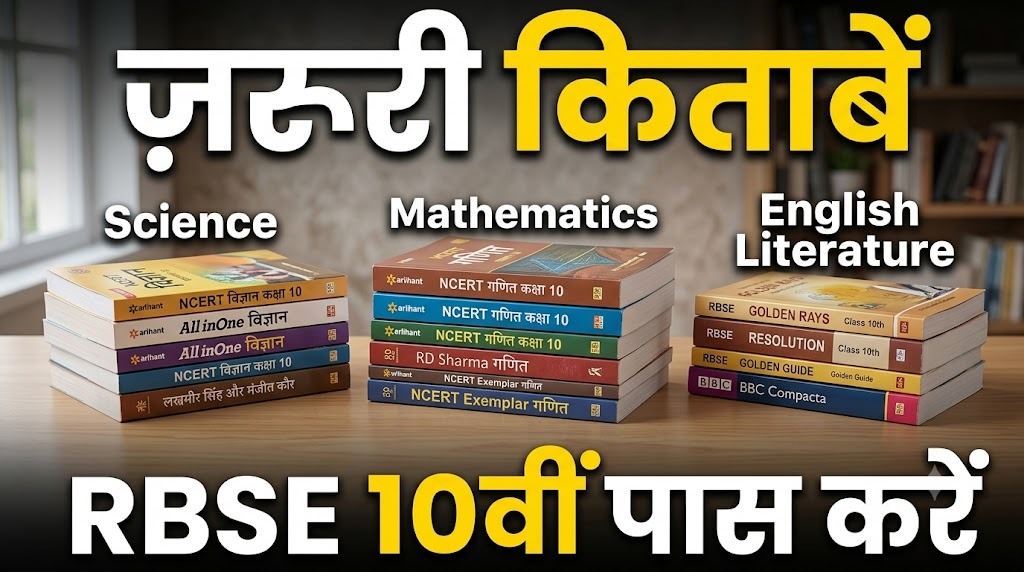 Rajasthan Board कक्षा 10th के लिए ज़रूरी किताबें, विज्ञान, गणित और अंग्रेज़ी
