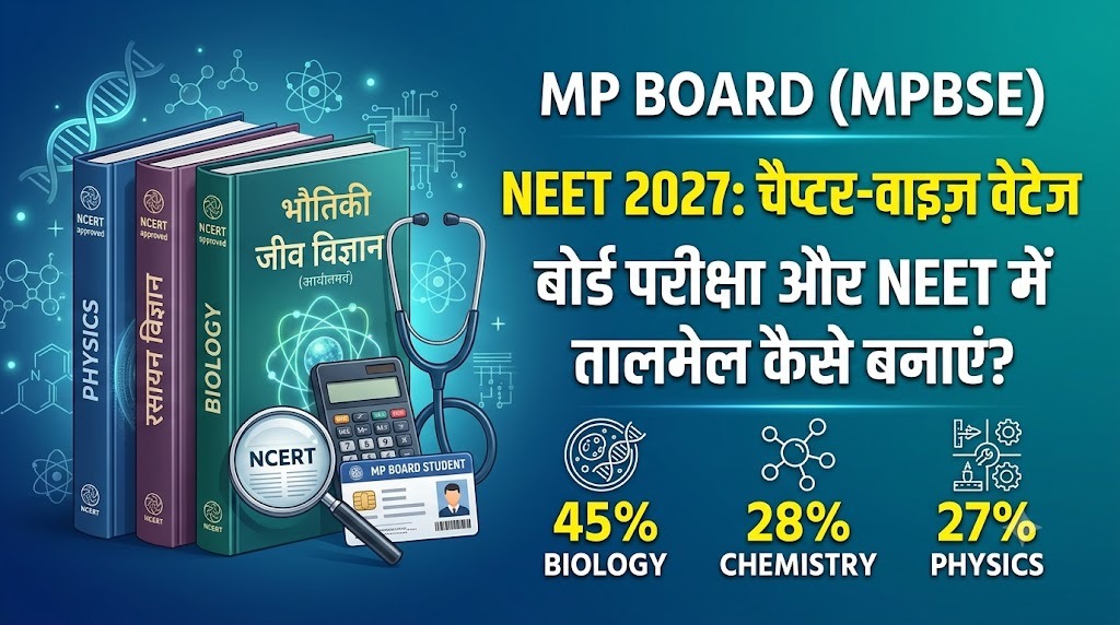 NEET 2027, फिज़िक्स केमिस्ट्री बायोलॉजी की चैप्टर वाइज़ वेटेज और MP Board से तालमेल