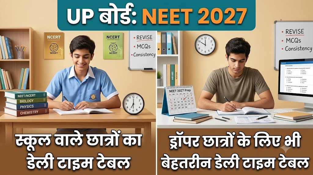 NEET 2027, UP Board के स्कूल वाले और ड्रॉपर छात्रों के लिए बढ़िया डेली टाइम टेबल